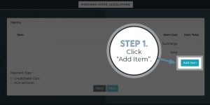 PayZang Step 1: Click "Add Item"