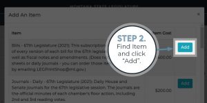 PayZang Step 2: Find Item and click "Add"